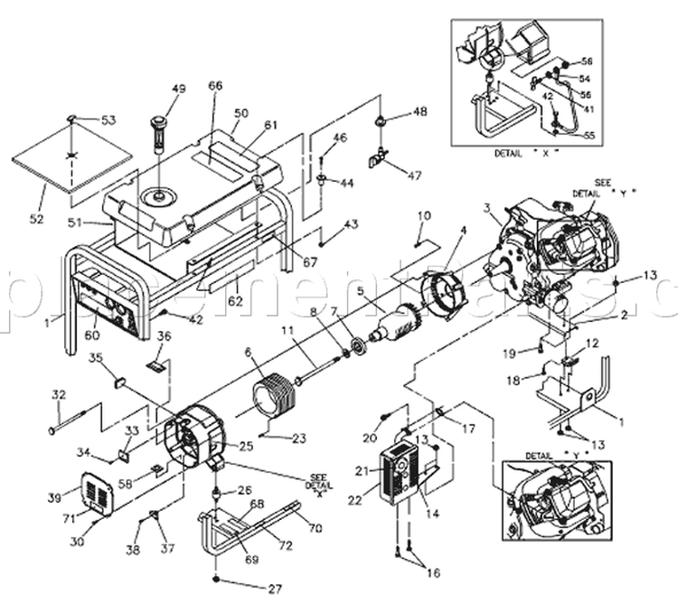 Page C Diagram and Parts List for 9878-1  Briggs and Stratton Generator